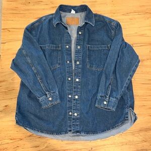 H&M &denim brand oversized denim shirt , shacket, jacket, 100% cotton, small